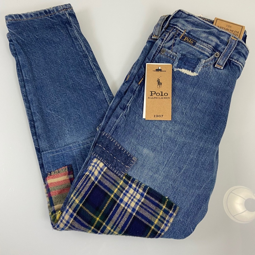 Polo Ralph Lauren Astor Slim Boyfriend Patchwork‎ Jeans Girls Size 6X NEW Preppy